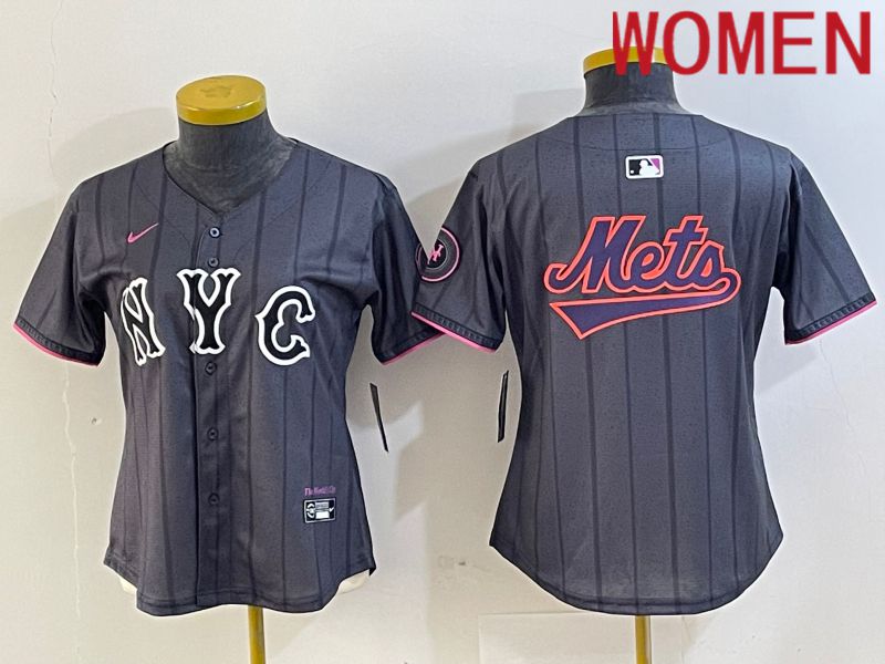 Women New York Mets Blank Black City Edition 2024 Nike MLB Jersey style 7